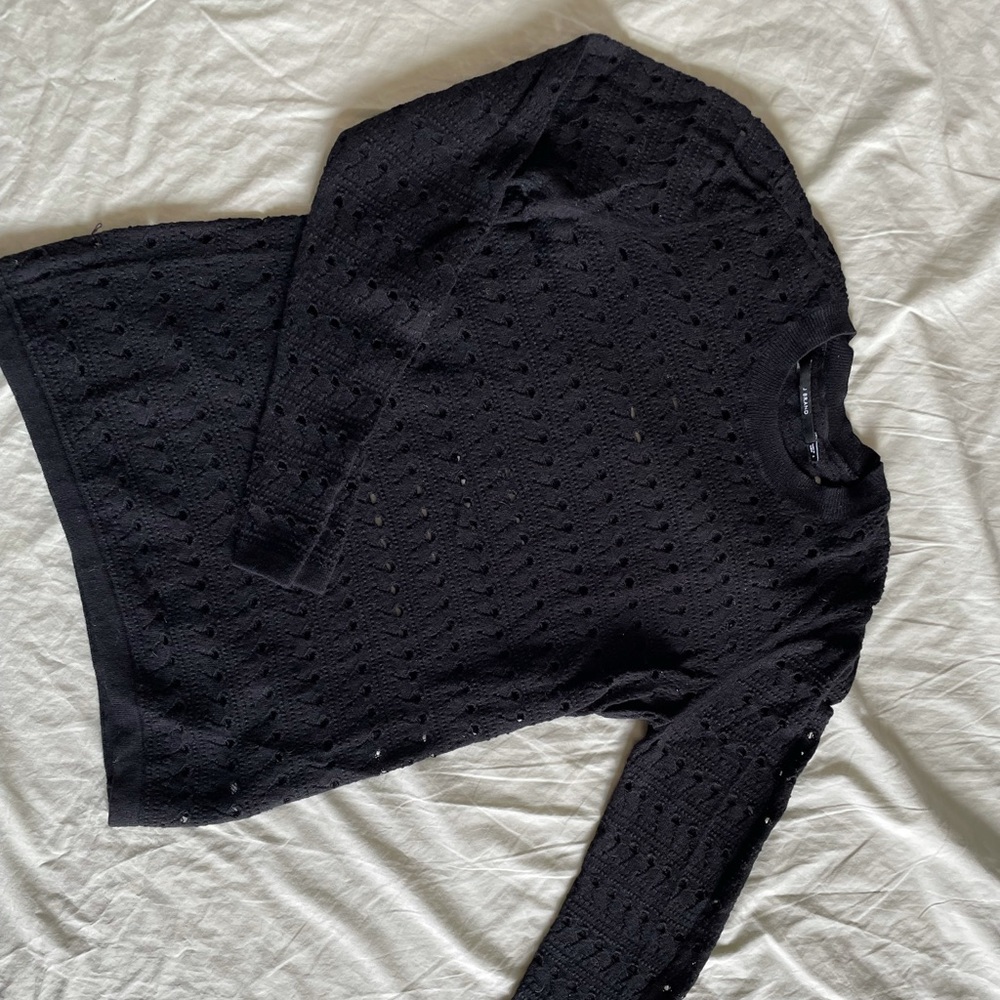 J brand black embroidered sweater cotton cashmere blend size S